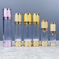 Flacon pompe airless écologique réutilisable 15ml 30ml 50ml pour lotion, émulsion, crème contour des yeux, sérum de soin, cosmétique – Blanc/Or/Argent