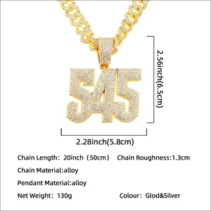 สร้อยคอผู้ชายสไตล์ฮิปฮอปแร็ป ดีไซน์เรียบง่าย ตัวอักษรโลหะผสม ขายดีปี 2026 เครื่องประดับแฟชั่น ขายส่ง - Product Image 4