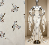 Abaya de mariage musulmane de luxe élégante en lin naturel vintage avec broderie de fleurs, perles et sequins