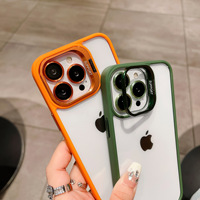 Couverture transparente pour iPhone 17 16 15 14 13 12 Pro Max support en métal pliant lentille en verre caméra protecteur support INS coque de téléphone