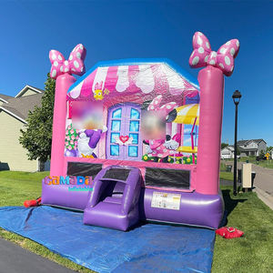 Château gonflable pour enfants, thème princesse <span class=keywords><strong>rose</strong></span> pastel, ballons, pour anniversaire de filles - Product Image 4