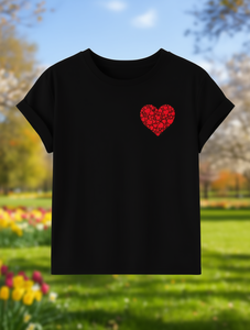 T-Shirt Casual da Donna a Maniche Corte con Design Cuore Rosso, Collo Tondo, Vestibilità Regolare, Tessuto Elasticizzato, Lavabile in Lavatrice, Taglie S-XXL - Product Image 2