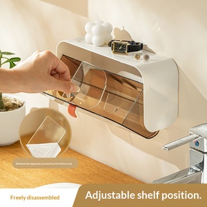 Caja de Almacenamiento de Cosméticos Multifuncional de Pared con Diseño Transparente de Múltiples Compartimentos - Product Image 5