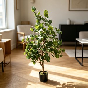 Artificial Eucalyptus <b>Plant</b> with Real Wood Stem Faux Potted Olive Tree in White Pot for Home Office Living Room Modern Decor Who - Product Image 4