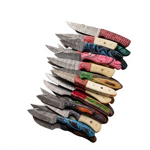 Cuchillo de hoja fija Drop Point de acero de Damasco con mango colorido, personalizable para caza, camping y supervivencia. - Product Image 2