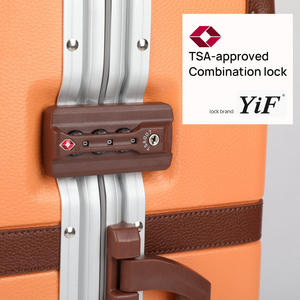 महिलाओं के सामान यात्रा बैग जिसमें एल्यूमीनियम फ्रेम लाइकी बनावट चमड़े के कोने सुरक्षा ट्रॉली ओम/गंध कस्टम सामान - Product Image 4