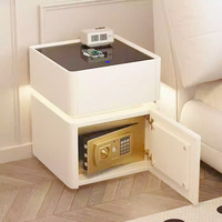 Table de Chevet Intelligente avec Coffre-Fort Intégré, Design Minimaliste Italien, Multifonctionnelle, Luxe Léger, Sensation Premium, Rangement pour Chambre à Coucher