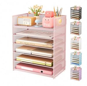 ถาดใส่เอกสาร 6 ชั้น แบบตาข่าย สำหรับจัดระเบียบเอกสารบนโต๊ะทำงาน พร้อมหูหิ้ว สามารถวางซ้อนกันได้ - Product Image 3