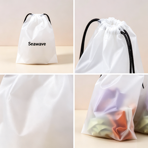 Bolsa de Plástico PE Esmerilado Impermeable con Cordón, Impresión de Logotipo Personalizado, para Guardar Ropa, Ropa Interior, Calcetines y Prendas - Product Image 4