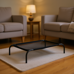 Cama Elevada para Perro, Negra, Textilene, Acero con Recubrimiento en Polvo, Desmontable, Lavable, para Interiores, Todas las Estaciones, Rectangular - Product Image 2