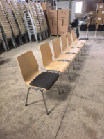 Chaise de conférence en contreplaqué courbé avec cadre chromé, chaise de banquet pour formation