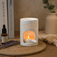 En gros, Brûleur d'huiles essentielles en céramique blanche ajourée, chauffe-cire et porte-bougie chauffe-plat pour la décoration intérieure