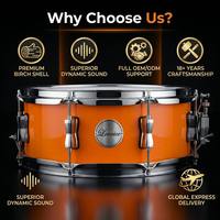 Professional 13 Inch Orange High Quality Wood Shell Student Beginner Performance Percussion Musical Instrument Snare Drum