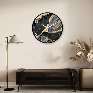 <span class=keywords><strong>Orologio</strong></span> <span class=keywords><strong>da</strong></span> <span class=keywords><strong>Parete</strong></span> Scenico con Lancette in Vetro Nero e Cristallo con Accenti Dorati per Arredamento <span class=keywords><strong>Moderno</strong></span> di Lusso Soggiorno Ufficio - Product Image 3