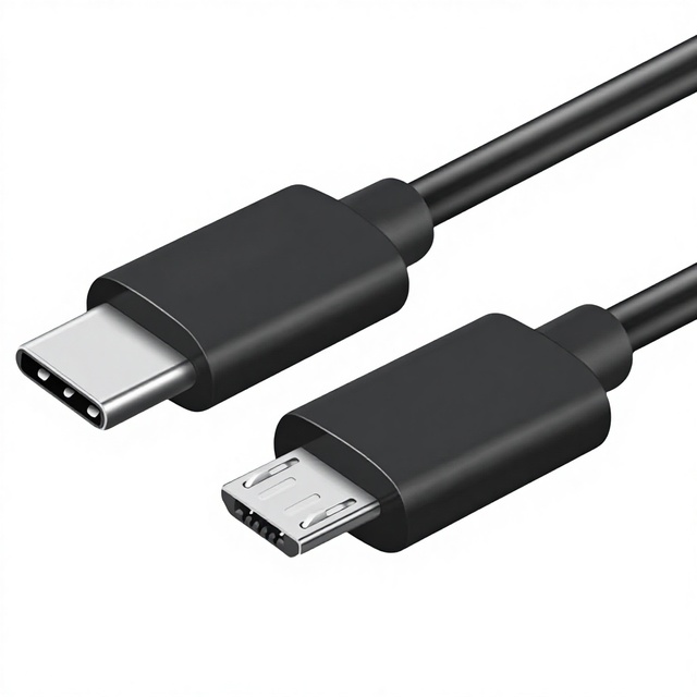 Type-C to Micro USB Data Cable Android Phone Bidirectional OTG Adapter Camera Charging Cable Black