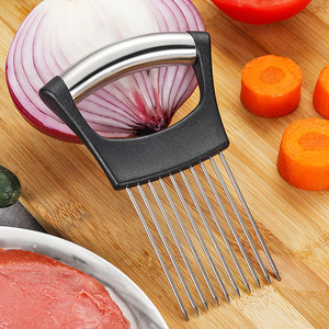 Cortador de carne y verduras de acero portátil Syh658, tenedor seguro con guía para tomates, cebollas, otras verduras, cortador de ayuda para cortar - Product Image 4