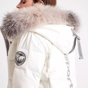 Vendita diretta in fabbrica da donna piumino d'oca stile lungo invernale con collo di pelliccia spesso aderente in vita impermeabile giacca d'oca antivento - Product Image 6