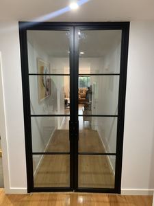 Dễ dàng cài đặt pháp nội thất đơn/đôi kính <span class=keywords><strong>wrought</strong></span> cửa sắt sơn tĩnh điện sắt OEM thiết kế cửa kính - Product Image 6