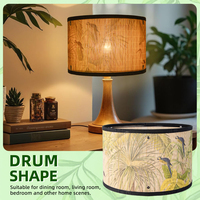 Abat-jour en bambou naturel imprimé motif oiseaux tropicaux, abat-jour de lampe de table amovible, emballage plat, vente en gros, OEM, housse décorative