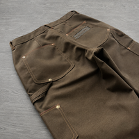 Nouveau Jean en Denim Ciré Tricoté Noir pour Homme, Coupe Ample, Double Genou Renforcé, Qualité Supérieure, Collection 2026