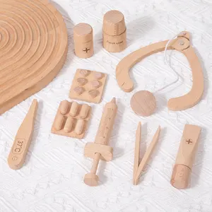 CPC Crianças De Madeira Educacional Montessori Fingir Role Play Médico Toy Set Simulação De Madeira Crianças Jogar Casa Jogo Brinquedos