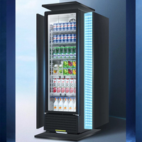 Réfrigérateur vertical mince en acier inoxydable à porte vitrée simple pour boissons, design portable électrique solaire avec compresseur