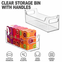 Ensemble de 2 bacs de rangement pour aliments en PET transparent Yunuoxi avec poignée, panier de rangement en plastique rectangulaire pour réfrigérateur et garde-manger