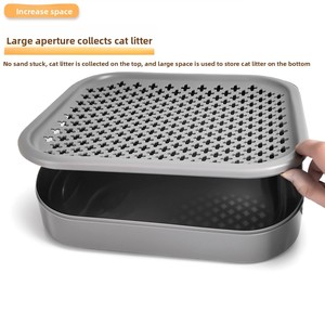 Tappetino Extra-Large in Plastica per Lettiera Gatti con Funzioni Anti-Schizzi e Anti-Perdita di Sabbia, Design Rettangolare - Product Image 3