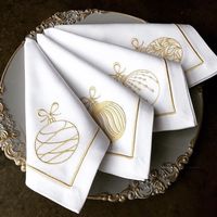 Serviettes en lin brodées de haute qualité, style point de croix doux, pour la maison, l'avion, la table – Idéales pour les mariages, la cuisine, les fêtes, les dîners