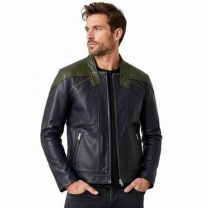 Chaqueta Trucker OEM de Cuero Genuino en Contraste, Diseño Personalizado para <span class=keywords><strong>Hombre</strong></span>, Dos Tonos, Cuero Vacuno de Primera Calidad, Logotipo Aplicado, Fabricante de Prendas de Abrigo - Product Image 1