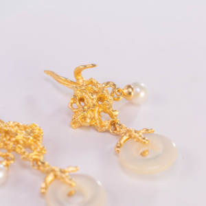 Boucles d'oreilles pendantes classiques en argent plaqué or 24 carats pour femmes, perle d'eau douce baroque, grosse perle, bijoux certifiés pour anniversaire, cadeaux - Product Image 6