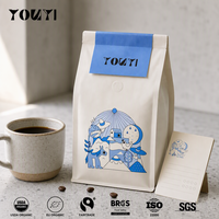 Sacs à café personnalisés imprimés, fond plat mat, pour café en grains entiers 250g 500g, OEM, faible MOQ