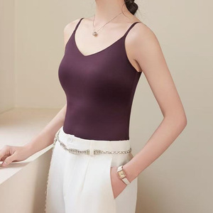 เสื้อกล้ามกระชับสัดส่วนไร้รอยต่อสำหรับผู้หญิง บราในตัว สายสปาเก็ตตี้ปรับได้ ควบคุมหน้าท้อง กระชับสัดส่วน เสื้อกล้ามแขนกุด ช่วยกระชับรูปร่าง - Product Image 3
