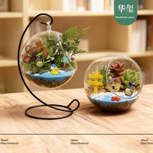 Micro-paysage en verre écologique transparent, plante succulente suspendue, mousse, <span class=keywords><strong>vase</strong></span> vert fait main pour la remise des diplômes et l'inauguration de la maison - Product Image 1