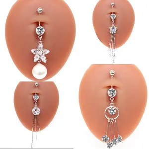 Gaby – anneau de nombril long en acier inoxydable, anneau de nombril, infection, vente en gros, anneaux de ventre, piercing, bijoux