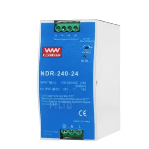 NDR-240-24 rel industri AC DC SMPS, rel Din catu daya 240W 24V 12V 48V dapat disesuaikan Mode beralih