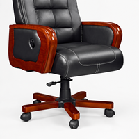 Chaise de bureau exécutive traditionnelle en cuir PU B961 avec base pivotante réglable, coutures noires et blanches