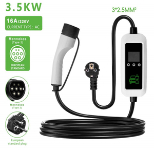 ปืนชาร์จรถยนต์ไฟฟ้า 16A ระดับ 2 กำลังไฟ 3.5KW มาตรฐานยุโรป หัวต่อแบบที่ 2 ปลั๊ก Schuko สำหรับชาร์จรถยนต์ไฟฟ้าในบ้านในยุโรป - Product Image 1