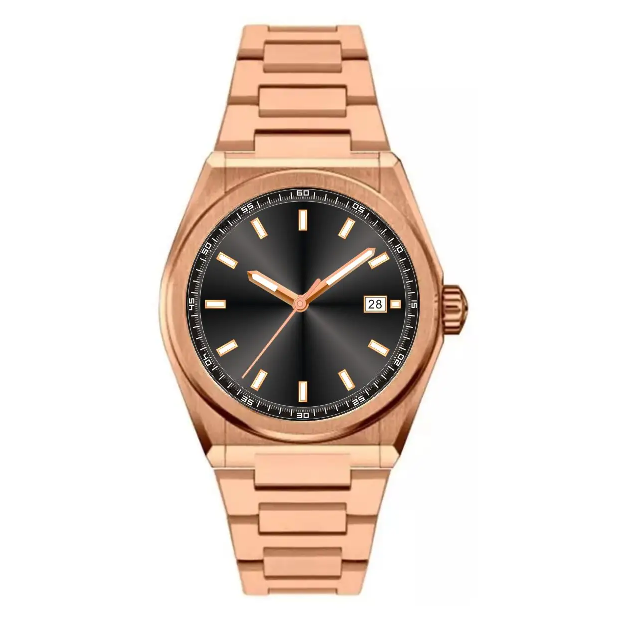Мужские Роскошные часы из нержавеющей стали под розовое золото с вашим собственным логотипом высокого качества 2022