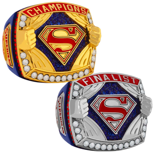 Anillo <span class=keywords><strong>de</strong></span> Campeonato <span class=keywords><strong>de</strong></span> la Liga <span class=keywords><strong>de</strong></span> Béisbol Juvenil USSSA Personalizado, Anillo <span class=keywords><strong>de</strong></span> Hombre <span class=keywords><strong>de</strong></span> Aleación Chapado en Oro, Estilo Casual Deportivo con Gema <span class=keywords><strong>de</strong></span> Superman - Product Image 1