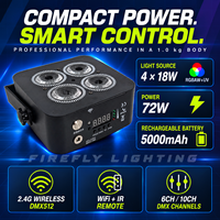 Projecteur LED Par rechargeable sans fil DMX 4x18W RGBAW UV 6-en-1 pour mariage, événement, scène, fête