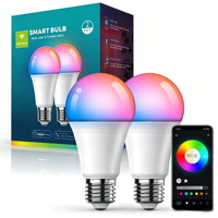 Ampoule LED WiFi Intelligente E27 RGBW Multicolore, Blanc Réglable, Contrôle par APP, Éclairage Ambiant Domestique