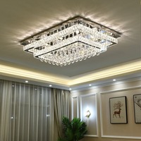 Lustre moderne de luxe rectangulaire certifié CE, avec boules de cristal K9, pour salon