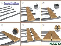 Plancher composite WPC moderne pour cuisine extérieure, clips en acier inoxydable, socle résistant à l'eau, pour hôtel et parc