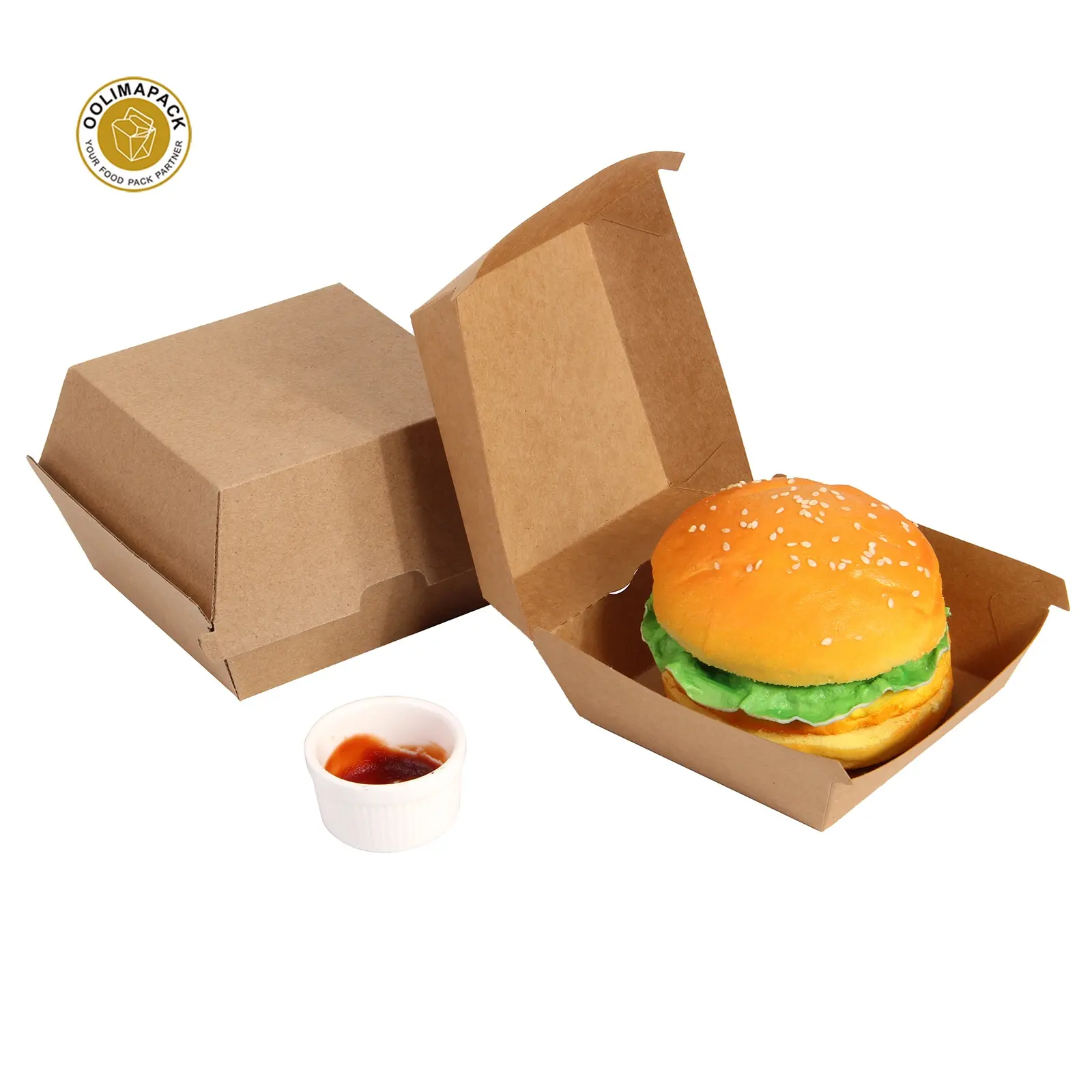 Eco-friendly reclaimed material mini fast burger packaging box