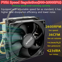 Ventilateur de refroidissement CPU AM4 avec 4 caloducs en cuivre et aluminium, dissipateur thermique 12V 4 broches PWM, refroidissement par air pour processeur AMD, PC de jeu