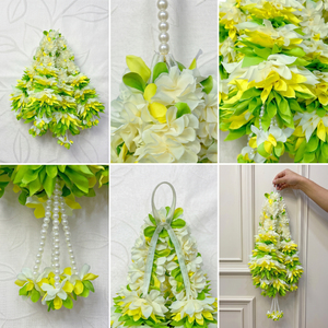 Artificial <b>White</b> Yellow Green Flower Garland Decorative <b>Hanging</b> Mala for Wedding Festival Temple Home Floral Decoration - Product Image 6