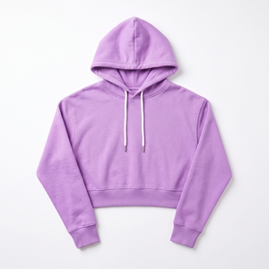 Sudadera con Capucha Corta Informal para Mujer, Estilo Verano, Color Sólido, OEM, ODM, Venta al Por Mayor de Fábrica, Bordado Personalizado con Logotipo, MOQ Bajo - Product Image 6