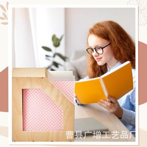Wooden Multi Compartment <b>File</b> Rack Natural Wood Color Desktop Office Storage <b>Organizer</b> A4 Size 10 Slots - Product Image 2