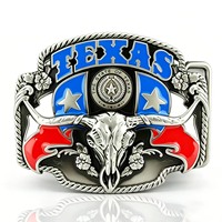 Boucle de ceinture Western Texas Longhorn vintage en alliage de zinc émaillé, imprimée en 3D et embossée, pour ceinture de cowboy